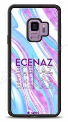 Dafoni Glossy Samsung Galaxy S9 Kişiye Özel Simli Rainbow Mermer Kılıf - Dafoni