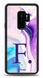 Dafoni Glossy Samsung Galaxy S9 Plus Kişiye Özel Harf Simli Pembe Mermer Desenli Kılıf - Dafoni
