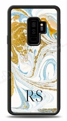 Dafoni Glossy Samsung Galaxy S9 Plus Kişiye Özel Harfli Simli Gold Mermer Kılıf - Dafoni