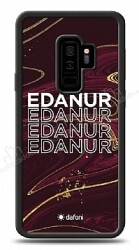 Dafoni Glossy Samsung Galaxy S9 Plus Kişiye Özel İsimli Simli Bordo Mermer Desenli Kılıf - Dafoni