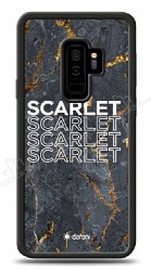 Dafoni Glossy Samsung Galaxy S9 Plus Kişiye Özel İsimli Simli Siyah Mermer Kılıf - Dafoni