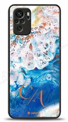 Dafoni Glossy Xiaomi Redmi Note 10 Kişiye Özel Çift Harf Simli Okyanus Mermer Kılıf - Dafoni