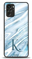 Dafoni Glossy Xiaomi Redmi Note 10 Kişiye Özel Harf Simli Mavi Mermer Kılıf - Dafoni