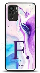 Dafoni Glossy Xiaomi Redmi Note 10 Kişiye Özel Harf Simli Pembe Mermer Desenli Kılıf - Dafoni