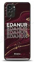Dafoni Glossy Xiaomi Redmi Note 10 Kişiye Özel İsimli Simli Bordo Mermer Desenli Kılıf - Dafoni