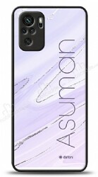 Dafoni Glossy Xiaomi Redmi Note 10 Kişiye Özel İsimli Simli Mor Mermer Kılıf - Dafoni