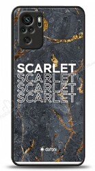 Dafoni Glossy Xiaomi Redmi Note 10 Kişiye Özel İsimli Simli Siyah Mermer Kılıf - Dafoni