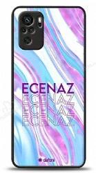 Dafoni Glossy Xiaomi Redmi Note 10 Kişiye Özel Simli Rainbow Mermer Kılıf - Dafoni