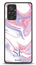 Dafoni Glossy Xiaomi Redmi Note 10 Pro Kişiye Özel Çift Harf Simli Pembe Mermer Kılıf - Dafoni