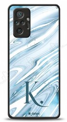 Dafoni Glossy Xiaomi Redmi Note 10 Pro Kişiye Özel Harf Simli Mavi Mermer Kılıf - Dafoni