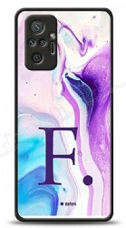 Dafoni Glossy Xiaomi Redmi Note 10 Pro Kişiye Özel Harf Simli Pembe Mermer Desenli Kılıf - Dafoni