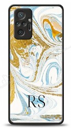 Dafoni Glossy Xiaomi Redmi Note 10 Pro Kişiye Özel Harfli Simli Gold Mermer Kılıf - Dafoni