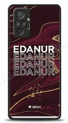 Dafoni Glossy Xiaomi Redmi Note 10 Pro Kişiye Özel İsimli Simli Bordo Mermer Desenli Kılıf - Dafoni