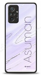 Dafoni Glossy Xiaomi Redmi Note 10 Pro Kişiye Özel İsimli Simli Mor Mermer Kılıf - Dafoni
