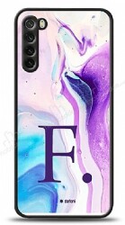 Dafoni Glossy Xiaomi Redmi Note 8 Kişiye Özel Harf Simli Pembe Mermer Desenli Kılıf - Dafoni