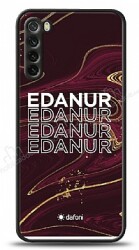 Dafoni Glossy Xiaomi Redmi Note 8 Kişiye Özel İsimli Simli Bordo Mermer Desenli Kılıf - Dafoni