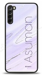 Dafoni Glossy Xiaomi Redmi Note 8 Kişiye Özel İsimli Simli Mor Mermer Kılıf - Dafoni