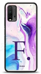 Dafoni Glossy Xiaomi Redmi Note 9 4G Kişiye Özel Harf Simli Pembe Mermer Desenli Kılıf - Dafoni