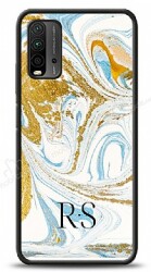 Dafoni Glossy Xiaomi Redmi Note 9 4G Kişiye Özel Harfli Simli Gold Mermer Kılıf - Dafoni