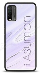 Dafoni Glossy Xiaomi Redmi Note 9 4G Kişiye Özel İsimli Simli Mor Mermer Kılıf - Dafoni