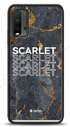 Dafoni Glossy Xiaomi Redmi Note 9 4G Kişiye Özel İsimli Simli Siyah Mermer Kılıf - Dafoni