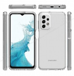 Dafoni Hummer Samsung Galaxy A23 Ultra Koruma Kamera Korumalı Silikon Kenarlı Şeffaf Kılıf - Dafoni