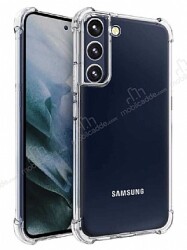 Dafoni Hummer Samsung Galaxy S22 Plus 5G Süper Koruma Kamera Korumalı Silikon Kenarlı Şeffaf Kılıf - Dafoni