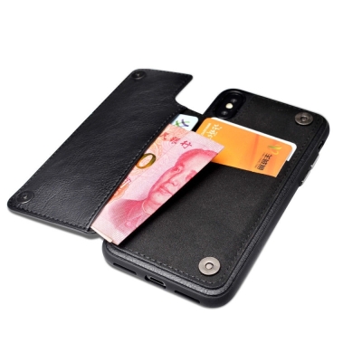 Dafoni Retro iPhone 6 / 6S Cüzdanlı Siyah Rubber Kılıf - 2