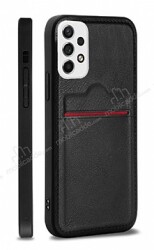 Eiroo AJ Serisi Samsung Galaxy A32 4G Kartlıklı Siyah Deri Kılıf - Eiroo