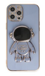 Eiroo Astronot iPhone 12 Pro Max Standlı Mavi Silikon Kılıf - 1