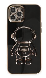 Eiroo Astronot iPhone 12 Pro Max Standlı Siyah Silikon Kılıf - 1