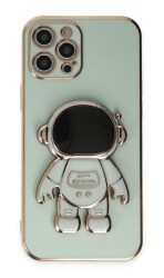 Eiroo Astronot iPhone 12 Pro Max Standlı Yeşil Silikon Kılıf - 1