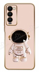 Eiroo Astronot Tecno Camon 18 Premier Standlı Pembe Silikon Kılıf - Eiroo