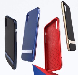 Eiroo Attractive iPhone X / XS Gold Kenarlı Silikon Kılıf - 2