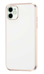 Eiroo Borderline iPhone 12 Kamera Korumalı Beyaz Silikon Kılıf - 1