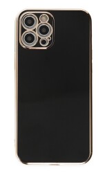 Eiroo Borderline iPhone 12 Pro Max Kamera Korumalı Siyah Silikon Kılıf - 1
