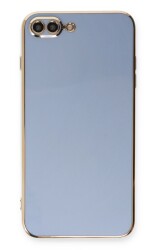 Eiroo Borderline iPhone 7 Plus / 8 Plus Kamera Korumalı Mavi Silikon Kılıf - Eiroo