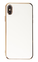 Eiroo Borderline iPhone X / XS Kamera Korumalı Beyaz Silikon Kılıf - Eiroo