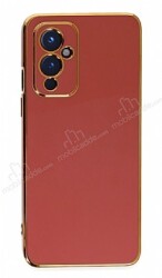 Eiroo Borderline OnePlus 9 Kamera Korumalı Kırmızı Silikon Kılıf - Eiroo