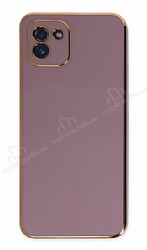 Eiroo Borderline Samsung Galaxy A03 Kamera Korumalı Mor Silikon Kılıf - Eiroo