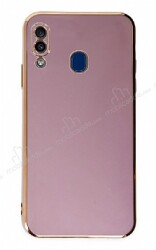 Eiroo Borderline Samsung Galaxy A20 / A30 Kamera Korumalı Mor Silikon Kılıf - Eiroo