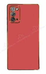 Eiroo Borderline Samsung Galaxy Note 20 Kamera Korumalı Kırmızı Silikon Kılıf - Eiroo