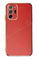 Eiroo Borderline Samsung Galaxy Note 20 Ultra Kamera Korumalı Kırmızı Silikon Kılıf - Eiroo