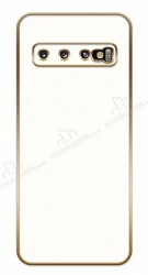 Eiroo Borderline Samsung Galaxy S10 Kamera Korumalı Beyaz Silikon Kılıf - Eiroo