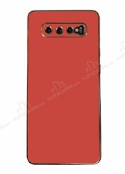 Eiroo Borderline Samsung Galaxy S10 Plus Kamera Korumalı Kırmızı Silikon Kılıf - Eiroo