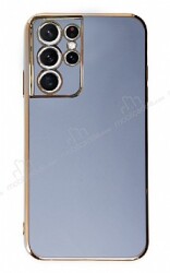 Eiroo Borderline Samsung Galaxy S21 Ultra Kamera Korumalı Mavi Silikon Kılıf - Eiroo