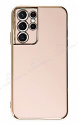 Eiroo Borderline Samsung Galaxy S21 Ultra Kamera Korumalı Pembe Silikon Kılıf - Eiroo