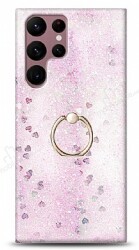 Eiroo Bright Samsung Galaxy S22 Ultra 5G Sulu Simli Pembe Silikon Kılıf - Eiroo