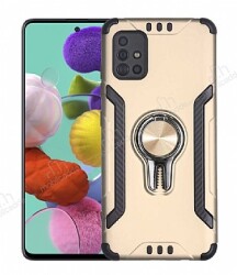 Eiroo Car Magnet Samsung Galaxy A51 Ultra Koruma Gold Kılıf - Eiroo