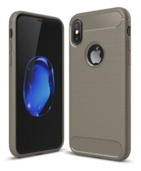 Eiroo Carbon Shield iPhone X / XS Ultra Koruma Dark Silver Kılıf - Eiroo